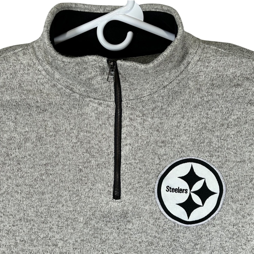 47 Brand Mens Pittsburgh Steelers Quarter Zip Pullover Gray Heather XL